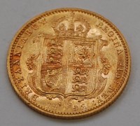 Lot 2123 - Great Britain, 1892 gold half sovereign, Queen...