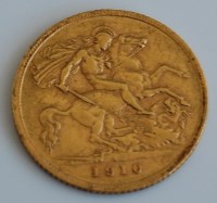 Lot 2136 - Great Britain, 1910 gold half sovereign,...