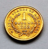 Lot 2138 - USA 1853 gold one dollar, Liberty head within...