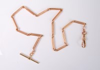 Lot 2502 - A trombone link Albert watch chain, with T-bar...