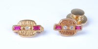 Lot 2637 - A pair of synthetic ruby and diamond gentleman'...