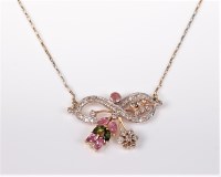 Lot 2686 - A tourmaline and diamond pendant necklace, the...
