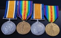 Lot 1012 - Two WW I British War and Victory duos, naming...