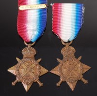 Lot 1028 - A WW I 1914 Mons Star with 5th Aug-22nd Nov...