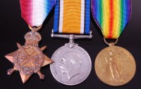 Lot 1039 - A WW I trio to include 1914-15 Star, British...