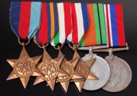 Lot 1040 - A WW II group of six to include 1939-1945 Star,...