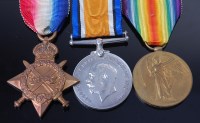 Lot 1046 - A WW I trio to include 1914-15 Star, British...