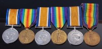 Lot 1048 - Three WW I British War and Victory duos,...
