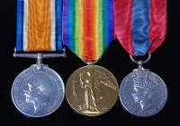 Lot 1062 - A WW I British War and Victory duo, naming...