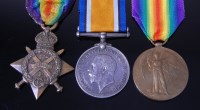 Lot 1157 - A WW I trio to include 1914 Mons Star, British...