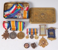 Lot 1230 - A WW I trio to include 1914 Mons Star, British...