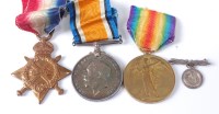 Lot 1253 - A WW I British War and Victory duo, naming 14 -...