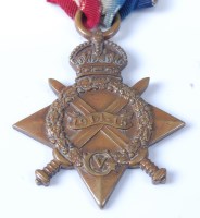 Lot 1278 - A WW I 1914-15 Star, naming CH. 15400. PTE. S....