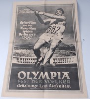 Lot 1323 - A Deutschland 1936 Olympic Games film poster,...