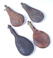 Lot 1354 - A 19th century leather shot flask, 22cm,...