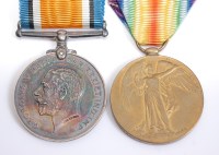 Lot 1385 - A WW I British War and Victory duo, naming...