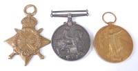 Lot 1423 - A WW I trio to include 1914-15 Star, British...