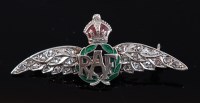 Lot 1424 - An R.A.F. 9ct white gold, enamelled and...