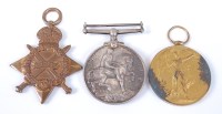 Lot 1427 - A WW I trio to include 1914-15 Star, British...