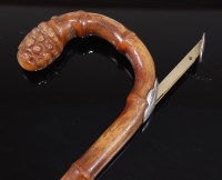 Lot 1515 - An early 20th century bamboo walking...