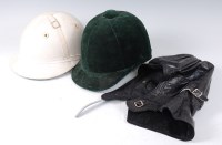 Lot 1517 - A ladies green velvet covered riding hat,...