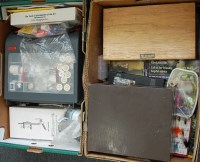 Lot 1571 - Two boxes of fishing flies, flie tying...