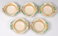 Lot 76 - A set of five Clarice Cliff Secrets Green...