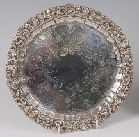 Lot 2091 - An Edwardian silver card waiter, the flat rim...
