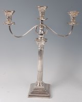 Lot 2098 - A silver Corinthian column three light...