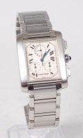 Lot 2185 - A gents Cartier Tank Francais chronoflex...