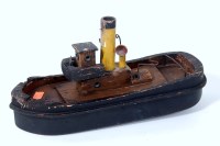 Lot 50 - Early 20th century clockwork tug boat, hull...