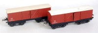 Lot 318 - Hornby 1948-50 2x NE No.2 goods vans, roofs...