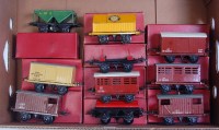 Lot 364 - A large tray of 10 postwar Hornby boxed wagons...