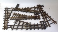 Lot 415 - Bassett-Lowke 3-rail brass 3 x L/H points & 2...