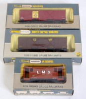 Lot 758 - Three boxed Wrenn wagons, W4305P, maroon fruit...