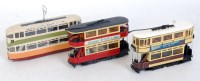 Lot 803 - Three white metal tram kits, assembled with...