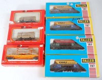 Lot 1023 - Seven HO wagons; Rivarossi 2090 flat car with...