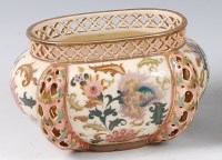 Lot 337 - A Zsolnay Pecs glazed ceramic squat vase, of...