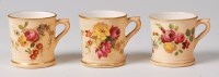 Lot 1041 - Three Royal Worcester blush ware miniature...