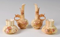Lot 1042 - A matched pair of Royal Worcester blush ware...