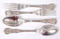 Lot 1085 - A set of thirteen silver dessert forks, in the...
