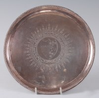 Lot 1112 - A George III silver card waiter, of circular...
