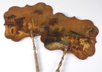 Lot 1266 - A pair of 19th century lacquered face-screens,...