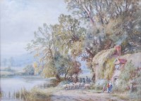 Lot 1372 - Henry J Kinnard (1880-1920) - Driving sheep on...