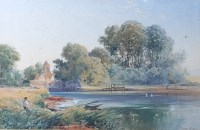 Lot 1401 - John Finnie (1829-1907) - Lone boatman on the...