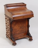 Lot 1460 - A Victorian figured walnut piano top Davenport,...