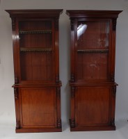 Lot 1486 - A pair of Victorian mahogany bookcase cabinets,...