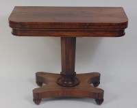 Lot 1496 - A William IV rosewood card table, the D-shaped...