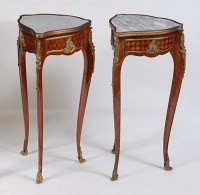 Lot 1506 - A pair of French Louis XVI style marble topped...
