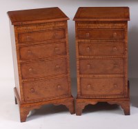 Lot 1512 - A pair of burr oak and bowfront four drawer...